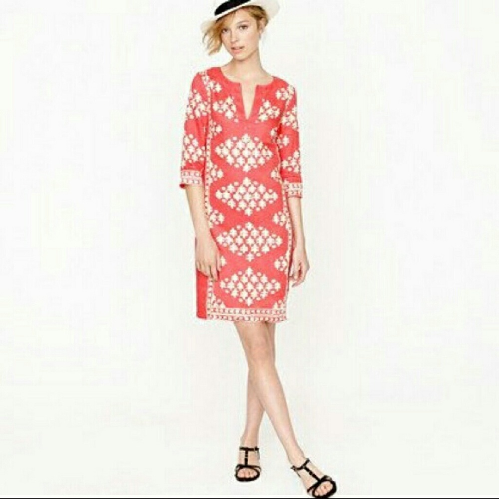 J. Crew Java Print Linen Tunic Dress